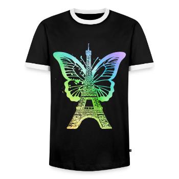 Paris France City Skyline Tour Eiffel Art - T-shirt contrasté Homme - noir/blanc - Devant - AI Model Female 172 light (172cm) & AI Model Male 178 light (178cm)