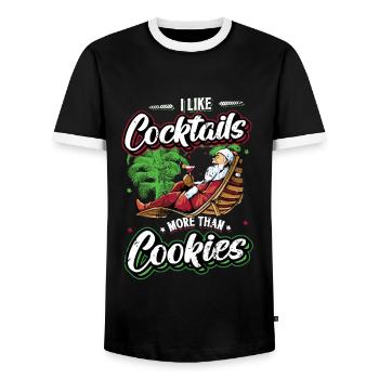 Christmas In Juli, Party, Surfen, Santa Hawaiian - Männer Kontrast-T-Shirt - Schwarz/Weiß - Vorne - AI Model Female 172 light (172cm) & AI Model Male 178 light (178cm)