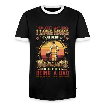 Firefighter Stolz Firefighter Papa - Men's Ringer Shirt - black/white - Front - AI Model Female 172 light (172cm) & AI Model Male 178 light (178cm)