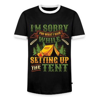 I am sorry for what I said. - Men's Ringer Shirt - black/white - Front - AI Model Female 172 light (172cm) & AI Model Male 178 light (178cm)