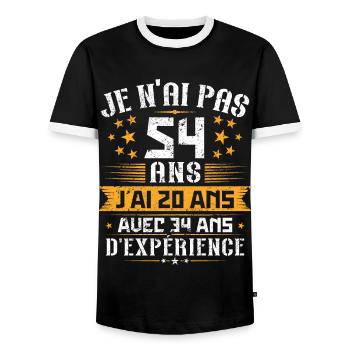 Je n'ai pas 54 ans, Cadeau d'anniversaire 54 ans - T-shirt contrasté Homme - noir/blanc - Devant - AI Model Female 172 light (172cm) & AI Model Male 178 light (178cm)