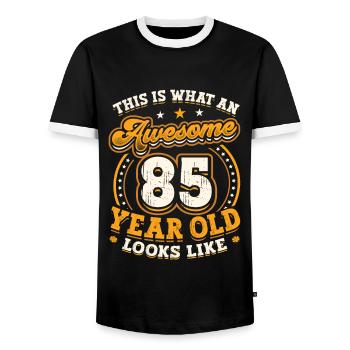 Voici à quoi ressemble un grand homme de 85 ans. - T-shirt contrasté Homme - noir/blanc - Devant - AI Model Female 172 light (172cm) & AI Model Male 178 light (178cm)