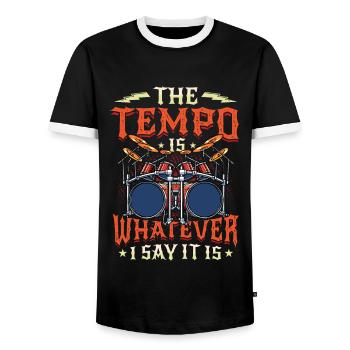 Das Tempo Ist, Was Immer Ich Sage, Es Ist Rockband - Männer Kontrast-T-Shirt - Schwarz/Weiß - Vorne - AI Model Female 172 light (172cm) & AI Model Male 178 light (178cm)