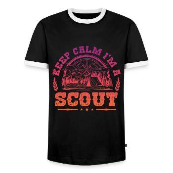 Scout Life Scout Camping Outdoor Scouting - Men's Ringer Shirt - black/white - Front - AI Model Female 172 light (172cm) & AI Model Male 178 light (178cm)