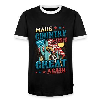 Makes country music great again. - Men's Ringer Shirt - black/white - Front - AI Model Female 172 light (172cm) & AI Model Male 178 light (178cm)
