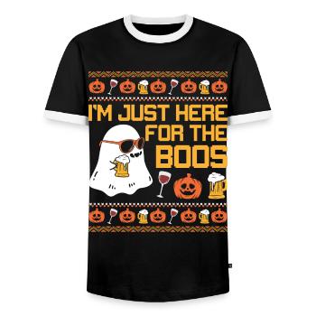 Skull Horror Halloween Gift - Men's Ringer Shirt - black/white - Front - AI Model Female 172 light (172cm) & AI Model Male 178 light (178cm)