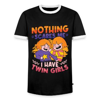 Nothing scares me, I have twin girls. - Men's Ringer Shirt - black/white - Front - AI Model Female 172 light (172cm) & AI Model Male 178 light (178cm)