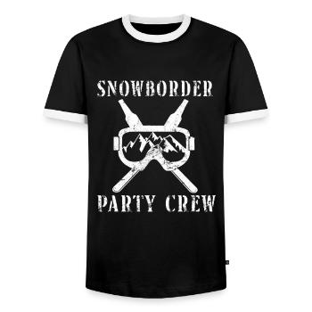 Snowborder Party Crew Snowboard Ski Holiday Team - T-shirt contrasté Homme - noir/blanc - Devant - AI Model Female 172 light (172cm) & AI Model Male 178 light (178cm)