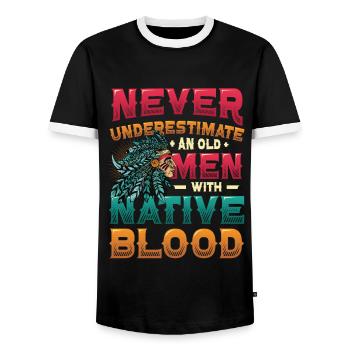 Des vieillards avec du sang indigène, des Indiens. - T-shirt contrasté Homme - noir/blanc - Devant - AI Model Female 172 light (172cm) & AI Model Male 178 light (178cm)
