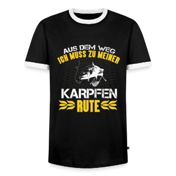 Karpfen angeln Angelshirt Geschenk Angelliebe - Männer Kontrast-T-Shirt - Schwarz/Weiß - Vorne - AI Model Female 172 light (172cm) & AI Model Male 178 light (178cm)