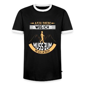 Coole Frauen gehen walken Spruch Sport Geschenk - Männer Kontrast-T-Shirt - Schwarz/Weiß - Vorne - AI Model Female 172 light (172cm) & AI Model Male 178 light (178cm)