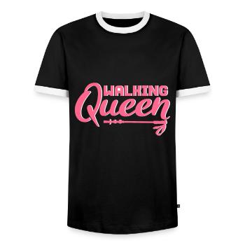 Coole Frauen gehen walken Spruch Sport Geschenk - Männer Kontrast-T-Shirt - Schwarz/Weiß - Vorne - AI Model Female 172 light (172cm) & AI Model Male 178 light (178cm)