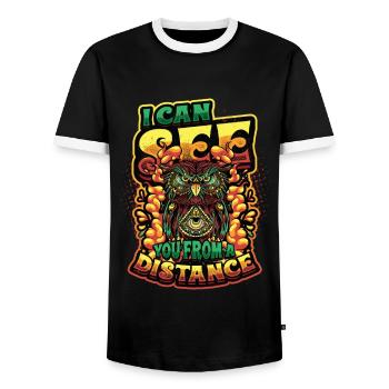 Ich Kann Dich Aus Der Ferne Sehen Taro-karten - Männer Kontrast-T-Shirt - Schwarz/Weiß - Vorne - AI Model Female 172 light (172cm) & AI Model Male 178 light (178cm)