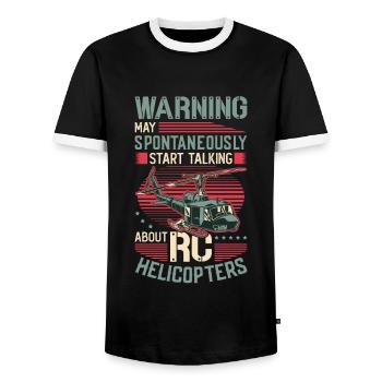 Warning, can spontaneously start talking about rc. - Men's Ringer Shirt - black/white - Front - AI Model Female 172 light (172cm) & AI Model Male 178 light (178cm)
