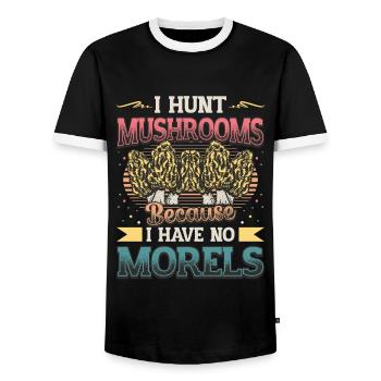Je chasse les champignons parce que je n’ai pas de morilles - T-shirt contrasté Homme - noir/blanc - Devant - AI Model Female 172 light (172cm) & AI Model Male 178 light (178cm)