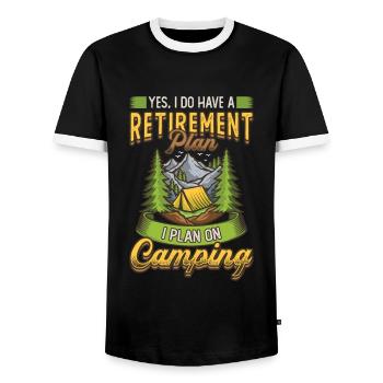 Plan retraite camping, camping-car retraité. - T-shirt contrasté Homme - noir/blanc - Devant - AI Model Female 172 light (172cm) & AI Model Male 178 light (178cm)