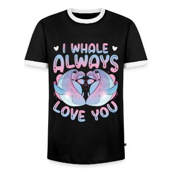 Ich Wal Liebe Dich Immer Blauwal - Männer Kontrast-T-Shirt - Schwarz/Weiß - Vorne - AI Model Female 172 light (172cm) & AI Model Male 178 light (178cm)