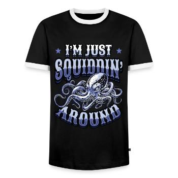 I'm just an octopus - Men's Ringer Shirt - black/white - Front - AI Model Female 172 light (172cm) & AI Model Male 178 light (178cm)