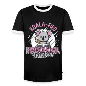Koala-fied Koala Proud Preschool Teacher - Men's Ringer Shirt - black/white - Front - AI Model Female 172 light (172cm) & AI Model Male 178 light (178cm)
