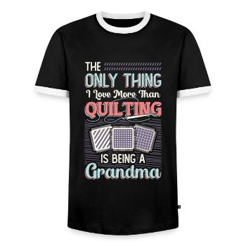 Nähen Quilter Oma Quilten - Männer Kontrast-T-Shirt - Schwarz/Weiß - Vorne - AI Model Female 172 light (172cm) & AI Model Male 178 light (178cm)