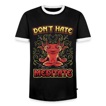 Don't Hate Meditate Kundalini Yoga - Men's Ringer Shirt - black/white - Front - AI Model Female 172 light (172cm) & AI Model Male 178 light (178cm)