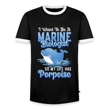 Biologiste marin La vie a marsouin - T-shirt contrasté Homme - noir/blanc - Devant - AI Model Female 172 light (172cm) & AI Model Male 178 light (178cm)