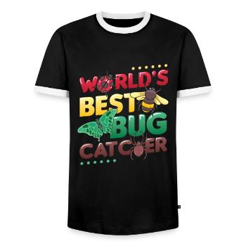The best insect catcher in the world - Men's Ringer Shirt - black/white - Front - AI Model Female 172 light (172cm) & AI Model Male 178 light (178cm)