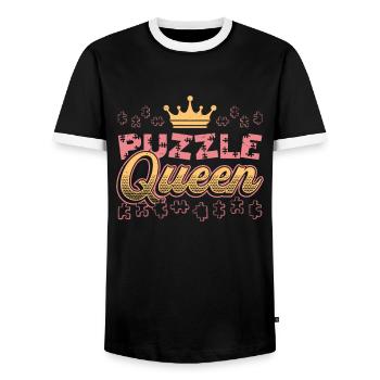 Puzzle Queen, jeu de réflexion - T-shirt contrasté Homme - noir/blanc - Devant - AI Model Female 172 light (172cm) & AI Model Male 178 light (178cm)