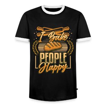 Je fais cuire des gens heureux amateurs de pâtisserie - T-shirt contrasté Homme - noir/blanc - Devant - AI Model Female 172 light (172cm) & AI Model Male 178 light (178cm)