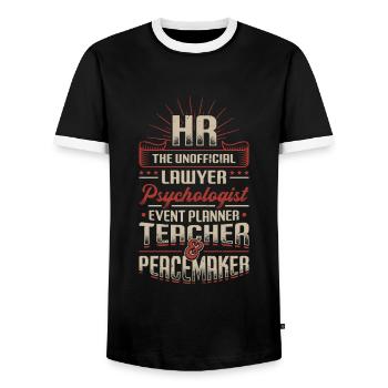 Hr Personalwesen - Männer Kontrast-T-Shirt - Schwarz/Weiß - Vorne - AI Model Female 172 light (172cm) & AI Model Male 178 light (178cm)