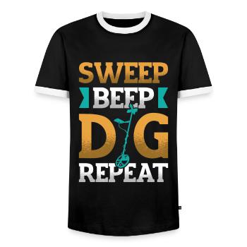 Sweep Beep Dig Répéter Chasse au trésor Metal - T-shirt contrasté Homme - noir/blanc - Devant - AI Model Female 172 light (172cm) & AI Model Male 178 light (178cm)
