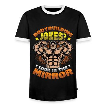 Bodybuilding Witze Blick In Den Spiegel - Männer Kontrast-T-Shirt - Schwarz/Weiß - Vorne - AI Model Female 172 light (172cm) & AI Model Male 178 light (178cm)