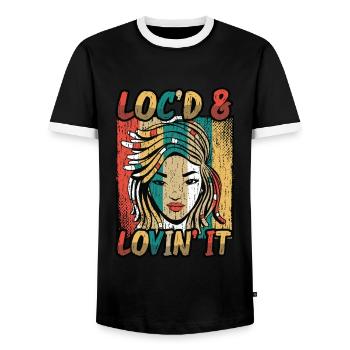 Locd And Lovin It Dreadlocks Melanin Black Queen - T-shirt contrasté Homme - noir/blanc - Devant - AI Model Female 172 light (172cm) & AI Model Male 178 light (178cm)
