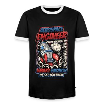 Aerospace Engineer - Men's Ringer Shirt - black/white - Front - AI Model Female 172 light (172cm) & AI Model Male 178 light (178cm)