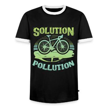 Polution Solution Umweltschutz Radfahren - Männer Kontrast-T-Shirt - Schwarz/Weiß - Vorne - AI Model Female 172 light (172cm) & AI Model Male 178 light (178cm)
