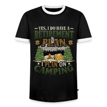 Plan de retraite camping, camping-car retraité - T-shirt contrasté Homme - noir/blanc - Devant - AI Model Female 172 light (172cm) & AI Model Male 178 light (178cm)