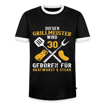 Lustiger Grillen Grill 30 Geburtstag Spruch - Männer Kontrast-T-Shirt - Schwarz/Weiß - Vorne - AI Model Female 172 light (172cm) & AI Model Male 178 light (178cm)