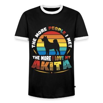 Je Mehr Menschen Ich Treffe, Desto Mehr Liebe Ich - Männer Kontrast-T-Shirt - Schwarz/Weiß - Vorne - AI Model Female 172 light (172cm) & AI Model Male 178 light (178cm)