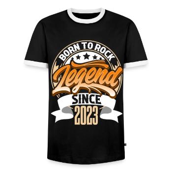 2023 Année de naissance Anniversaire Légende née au rock - T-shirt contrasté Homme - noir/blanc - Devant - AI Model Female 172 light (172cm) & AI Model Male 178 light (178cm)