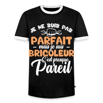 Je ne suis pas parfait mais je suis bricoleur - T-shirt contrasté Homme - noir/blanc - Devant - AI Model Female 172 light (172cm) & AI Model Male 178 light (178cm)