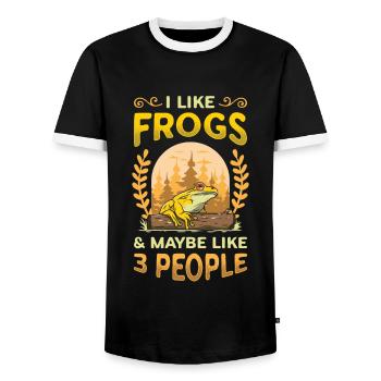 J’aime les grenouilles et peut-être 3 personnes - T-shirt contrasté Homme - noir/blanc - Devant - AI Model Female 172 light (172cm) & AI Model Male 178 light (178cm)