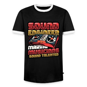 Funny sound engineer and sound engineer - Men's Ringer Shirt - black/white - Front - AI Model Female 172 light (172cm) & AI Model Male 178 light (178cm)