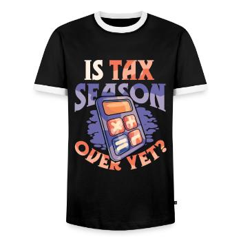 Ist Die Steuersaison Schon Vorbei,Müder Buchhalter - Männer Kontrast-T-Shirt - Schwarz/Weiß - Vorne - AI Model Female 172 light (172cm) & AI Model Male 178 light (178cm)