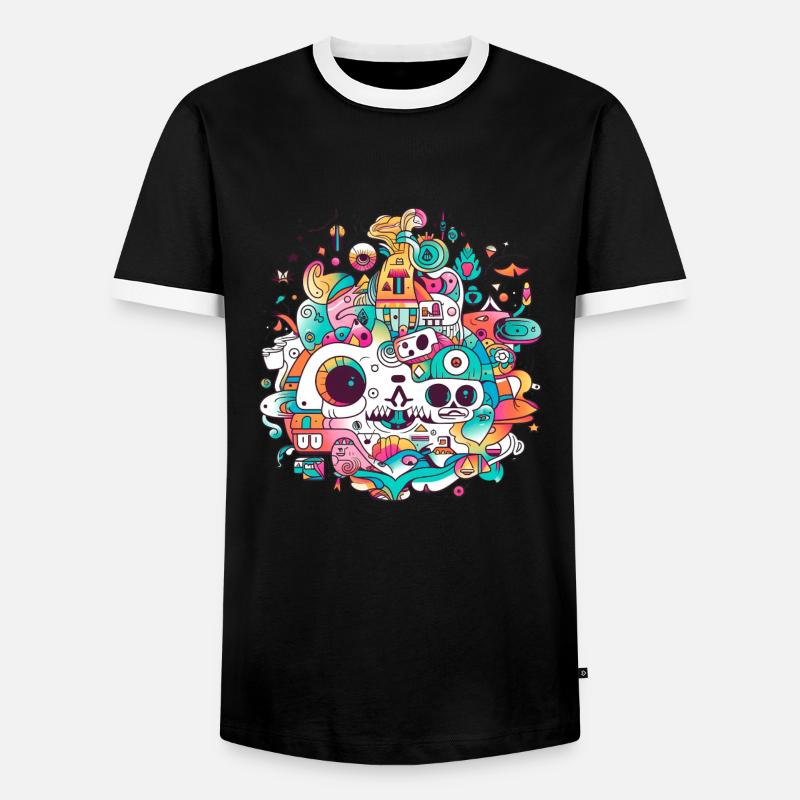 Trippiges Design - Männer Kontrast-T-Shirt - Schwarz/Weiß