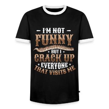 I'm not funny - Men's Ringer Shirt - black/white - Front - AI Model Female 172 light (172cm) & AI Model Male 178 light (178cm)