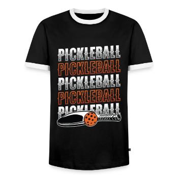 Amateurs de pickleball - T-shirt contrasté Homme - noir/blanc - Devant - AI Model Female 172 light (172cm) & AI Model Male 178 light (178cm)
