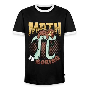 Math is boring, sloth sleeps on pi - Men's Ringer Shirt - black/white - Front - AI Model Female 172 light (172cm) & AI Model Male 178 light (178cm)