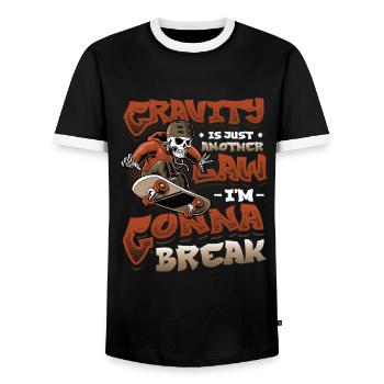 Skateboard Halfpipe, Tricks, Skateboarding - Men's Ringer Shirt - black/white - Front - AI Model Female 172 light (172cm) & AI Model Male 178 light (178cm)