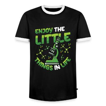 Enjoy the little things in life - Men's Ringer Shirt - black/white - Front - AI Model Female 172 light (172cm) & AI Model Male 178 light (178cm)