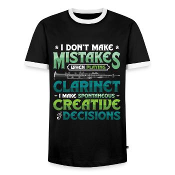 Clarinettiste, fait de la créativité spontanée - T-shirt contrasté Homme - noir/blanc - Devant - AI Model Female 172 light (172cm) & AI Model Male 178 light (178cm)